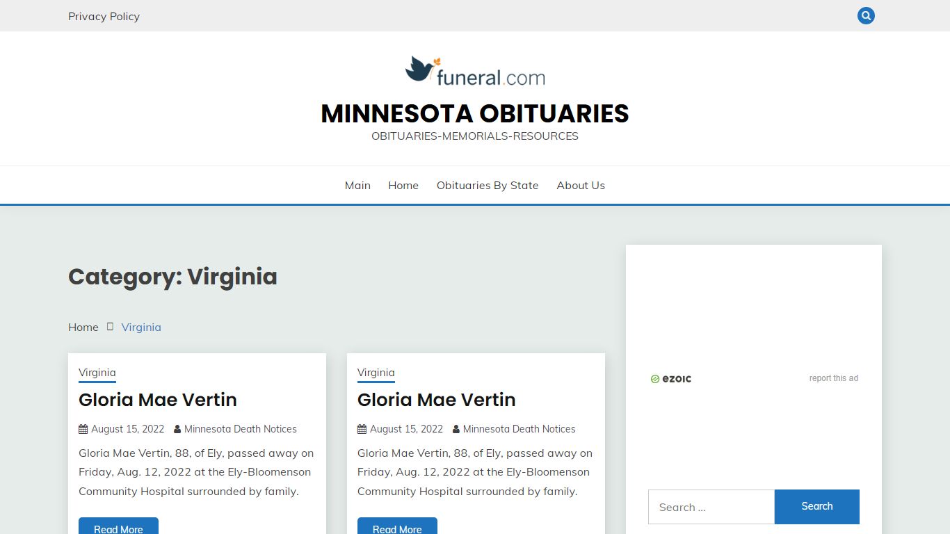 Virginia – Minnesota Obituaries - funeral.com