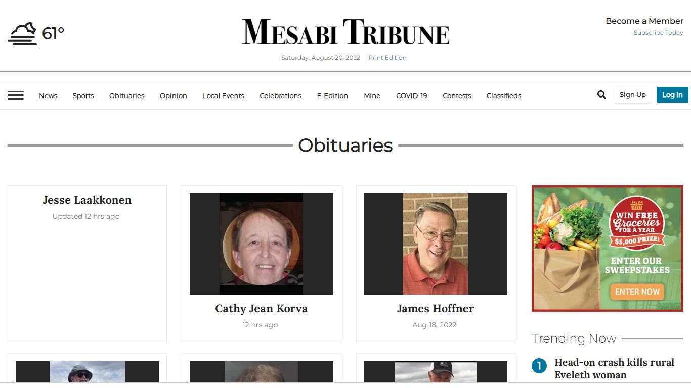 Obituaries | mesabitribune.com